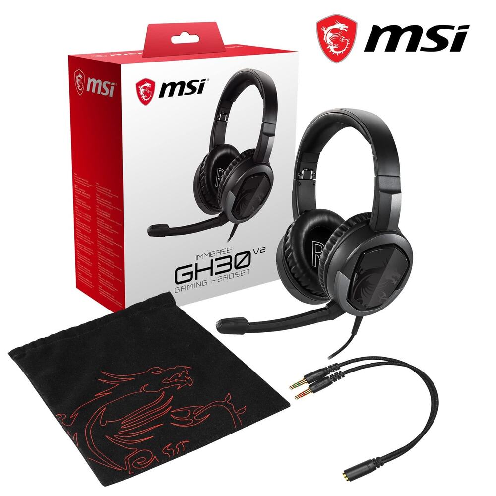 MSI GH30 V2 Detachable Mic Lightweight Foldable Gaming Headphones Headset